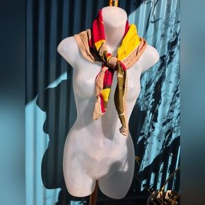 Colorful Women's Scarf with Red and Yellow Accents